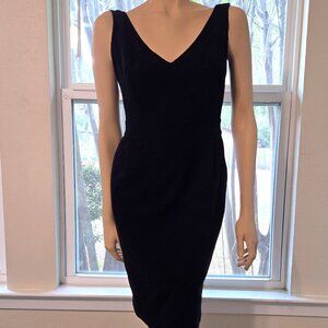 Escada black wool pencil midi dress side pockets tank style 36/6